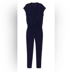 Babaton Aritzia Navy Blue Cap Sleeve Jumpsuit Drawstring Waist Size Small